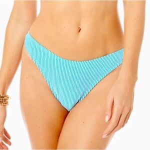 NWT Lilly Pulitzer Pico High-Cut Bikini Bottoms Women’s 10 Striped Blue Swim